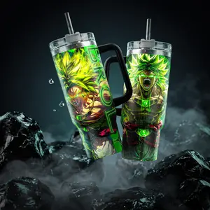Broly LSSJ Stainless Steel Insulated Travel Dragon Tumbler With Straw 20oz 40oz Legendary Super Saiyan Power Edition Dballz fans Drinkware Tumbler Water Bottles Leakproof Bottled