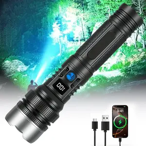 2-in-1 Strong Flashlight (Power Bank)，Digital display of power, Rechargeable，Zoomable, , X4Waterproof, Adjustable Brightness Flash Light for Outdoor, Emergency, Camping Accessories，Black TiktokShopSpringGlowUp