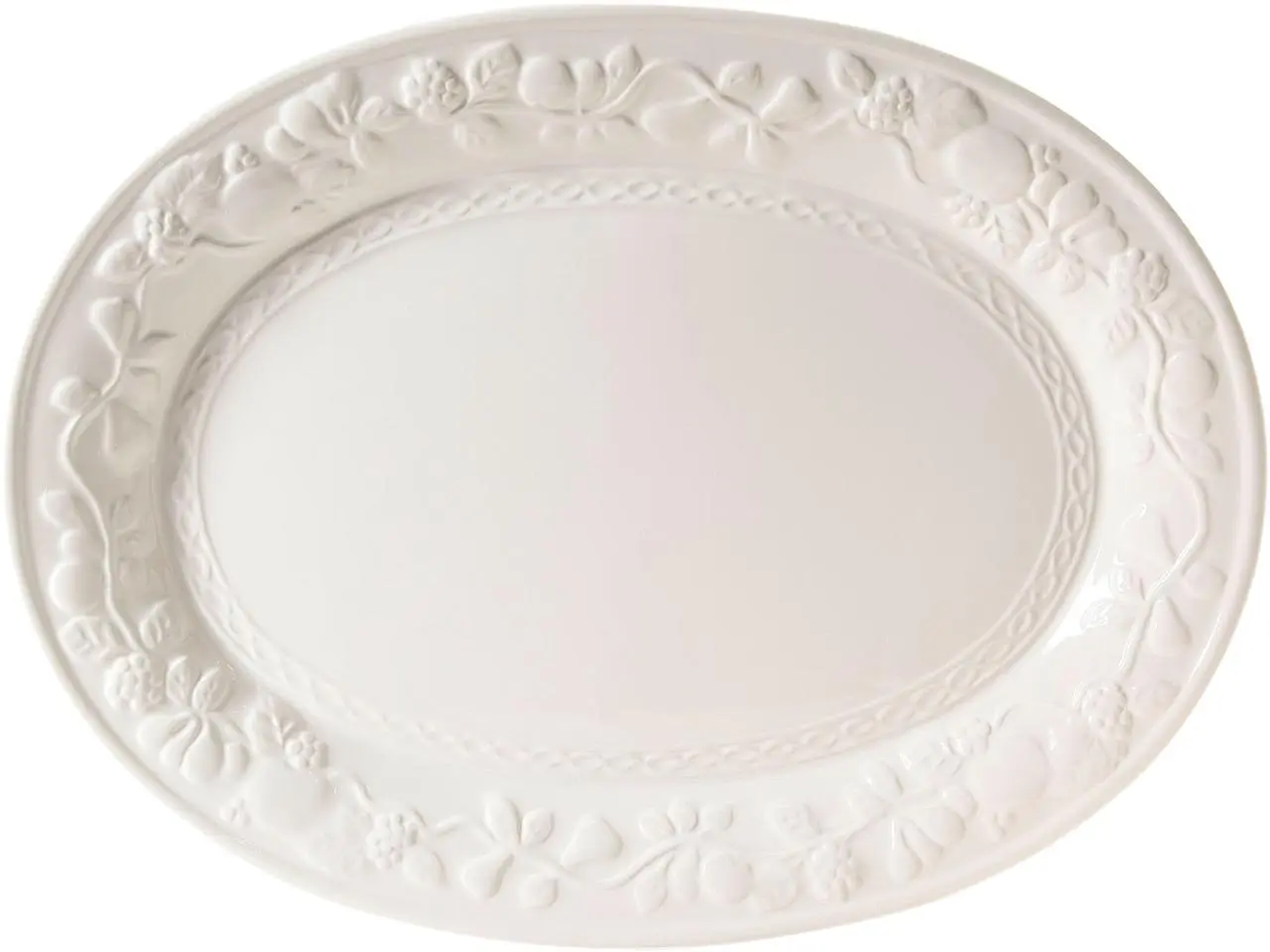 Gibson Home 2021.01 Fruitful 18.75in Oval Platter, White