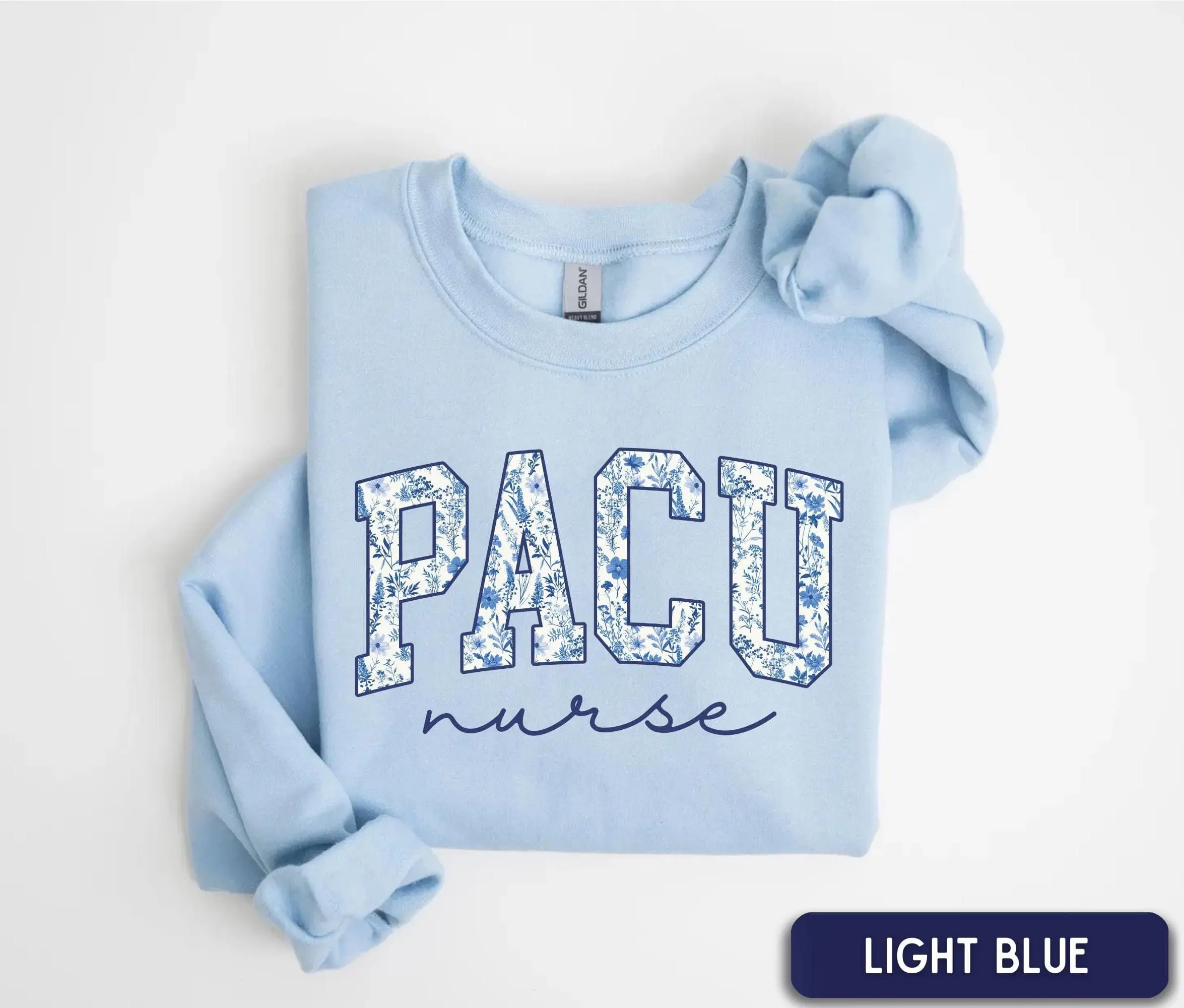 PACU Sweatshirt, Blue floral PACU Nurse Sweatshirt, Post Anesthesia Care Unit, Floral Sweater PACU