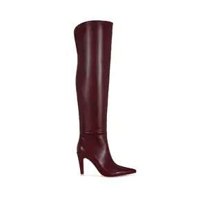 BEAUCOUP-BURGUNDY OVER THE KNEE CHUNKY STILETTO BOOT