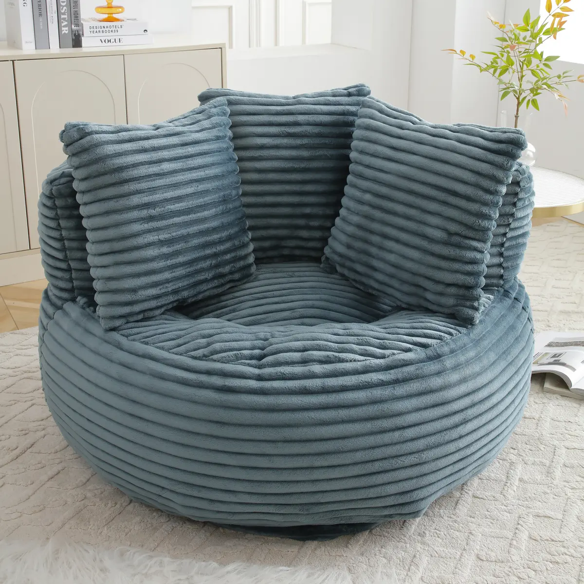 Bean Bag Chair Oversized Chair Corduroy Lazy Sofa for Adults, Comfy Big Accent Sofa Lounge Floor Chair, Stuffed Bean Bag Couch for Gaming, Reading, Living Room, Bedroom, Office