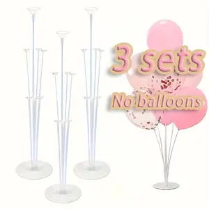 3 Sets PVC Balloon Stand Kit, Adjustable Center Pole for Weddings, Birthdays, Home Parties, No Power Needed, Multi-Functional Decoration, Balloon Party Supplies