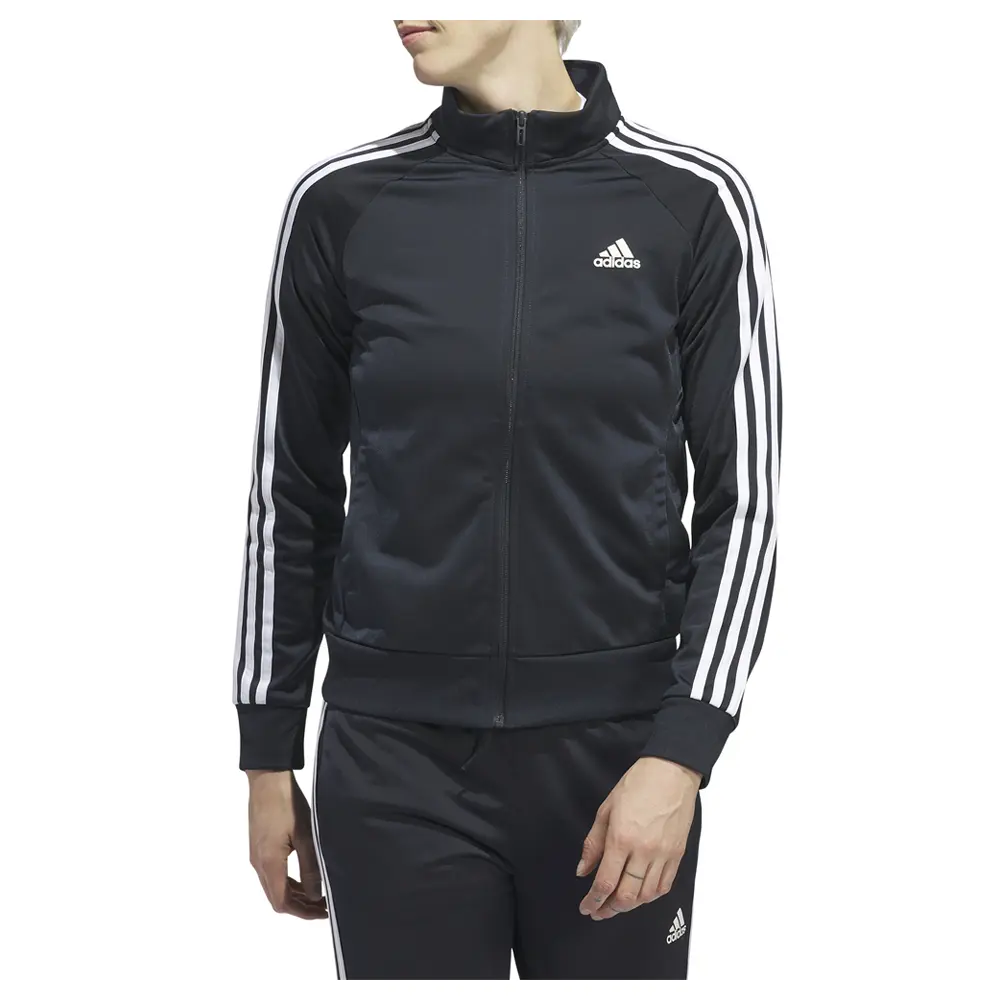 adidas Womens Primegreen Essentials Warm-Up 3-Stripes Training Athletic Outerwear Casual - Black adidas Womens Primegreen Essentials Warm-Up 3-Stripes Training Athletic Outerwear Casual - Black