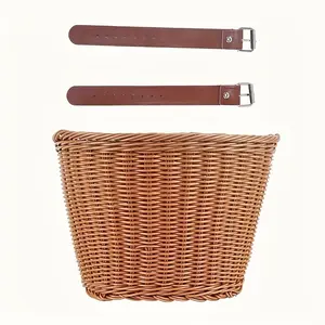 1 handmade resin rattan bicycle basket - durable snacks and essentials storage basket, bicycle accessories