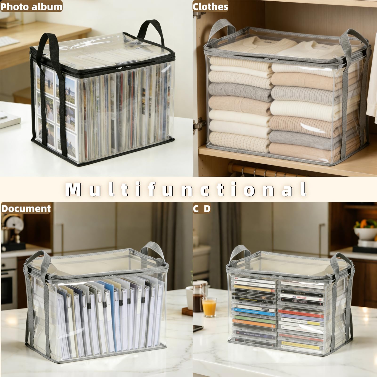 【Summervibes】Large Clear Thick Plastic Storage Box with Hinged Lid, Heavy-Duty Durable High Capacity Organizer, Perfect for Home, Camping, Travel, Attic and Moving 【Summervibes】Large Clear Thick Plastic Storage Box with Hinged Lid, Heavy-Duty Durable High Capacity Organizer, Perfect for Home, Camping, Travel, Attic and Moving