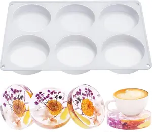 Resin Coaster Molds, 6-Cavity Silicone Coaster Molds for Epoxy Resin, Large DIY Deep round Silicone Mold for Art Gifts Home Decoration XIMUHO