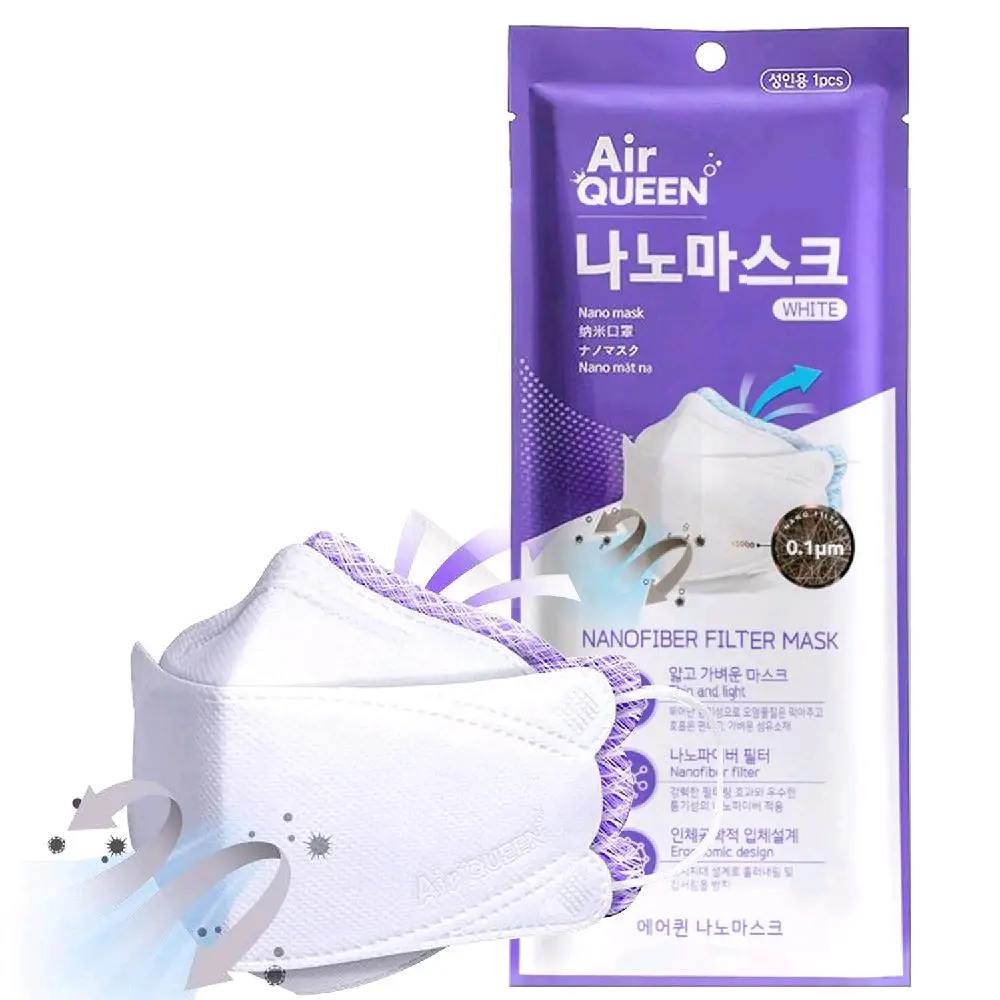 AIRQUEEN 3-Layer Nano-Filter Face Mask for Adults, 1 Pack White, Lightweight and Breathable Face Mask with Soft and Elastic Ear Loop.