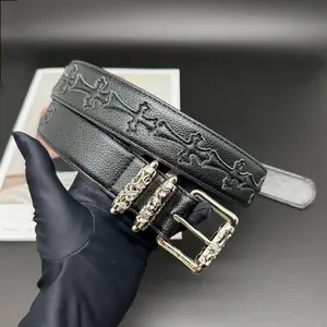 Vintage Black Cross Buckle Belt High Quality PU Leather Strap Unisex Gothic Style for Men & Women with Multi-Color Accents