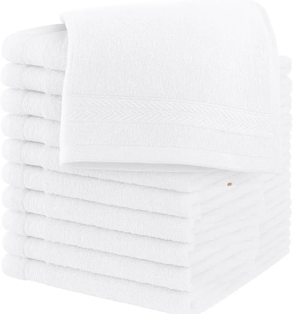 White Wash Cloths for Your Face - 12 Pack Premium Cotton Washcloths - Hotel & Spa Bathroom Face Towels - 13x13 Face-Cloth
