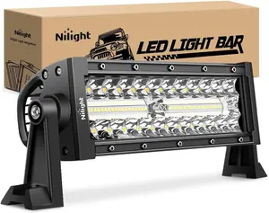 Nilight LED Light Bar 9.5Inch Triple Row Spot Flood Combo 64LEDs Lights Work Light Bumper Lights for Off-Road Truck SUV ATV UTV, Led Lights Car, 9.5 In