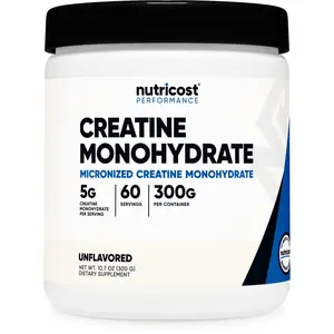 Nutricost Creatine Monohydrate Powder 300g – Micronized, Unflavored, 5g Per Serving, 60 Servings, Fitness Supplement
