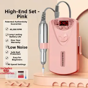 Professional nail drill and polishing machine, portable USB rechargeable acrylic gel set with 12 drill heads at 4000 revolutions per minute, suitable for home and salon use, ceramic nail file heads, nail drill and polishing tool, perfect gift choice