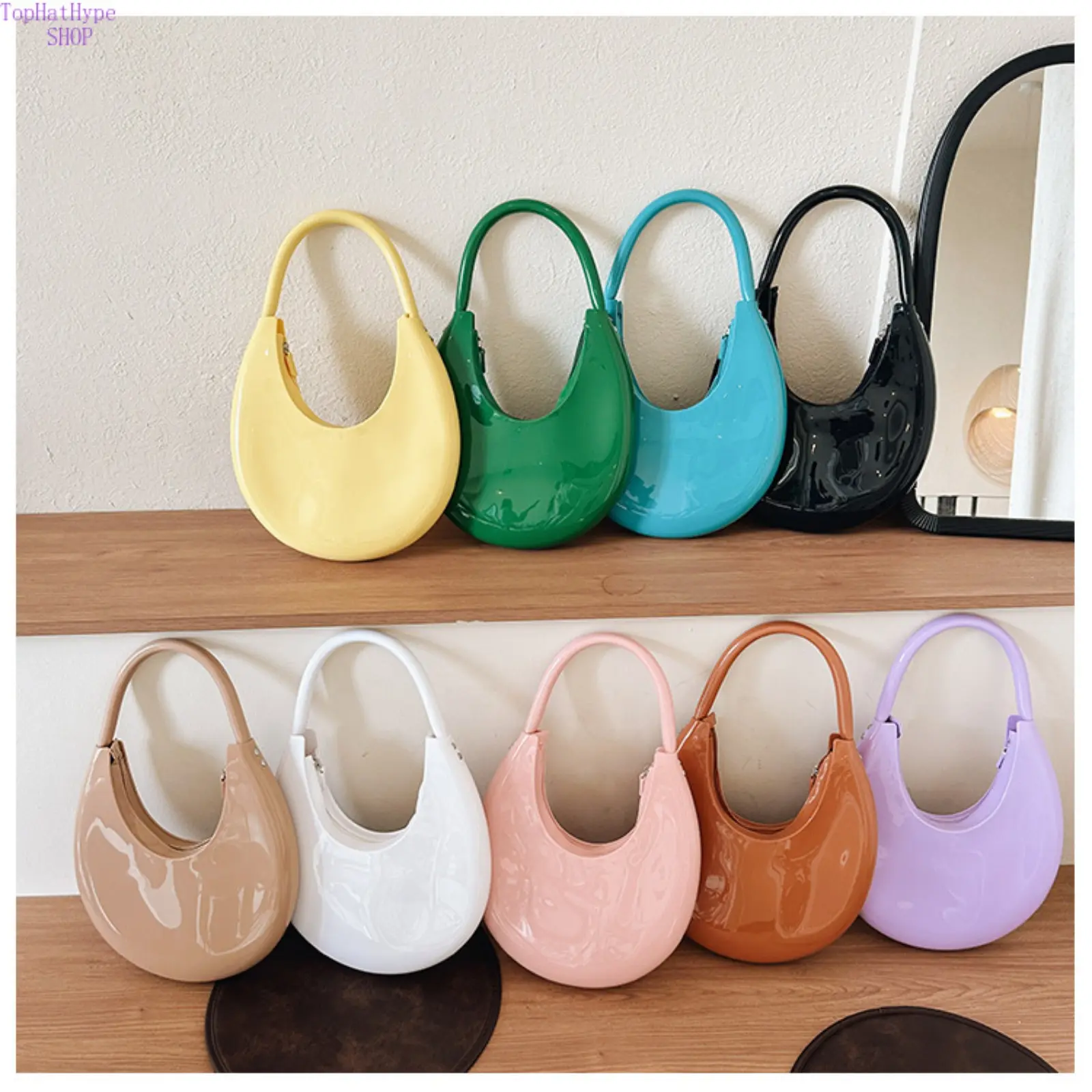 2026 New Trendy Crescent Jelly Bag for Women, Fashion Meniscus Clutch Handbag, Soft Leather One Shoulder Crossbody Bag, Minimalist Casual Purse for Daily Outings, Parties,