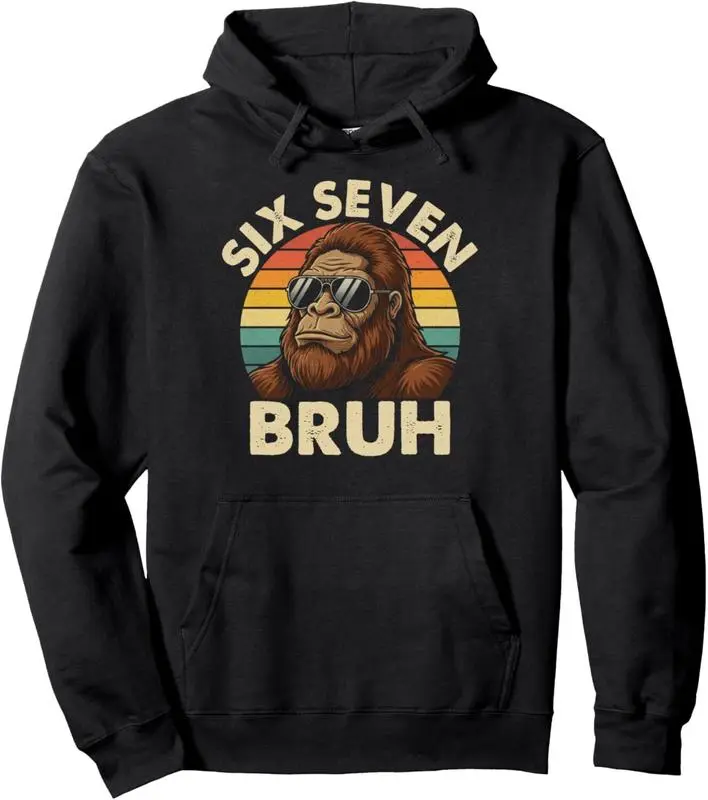 Youth Boys' Cotton Casual Long Sleeve Funny 67 Vintage Sasquatch Meme Graphic Pullover Hoodie, Funny Graphic Sweatshirt Tops - KitchenEra