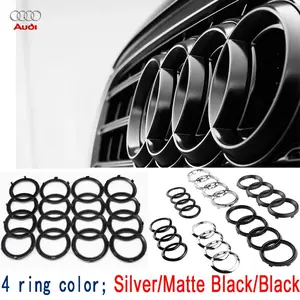 4 Rings ABS Chrome Black Car Hood Front Bonnet Grill Rear Trunk Emblem Badge Logo Sticker For Audi A3 A4 A5 A6 A7 A1 Q2 Q3 Q5 Q7 Q8 TT Auto Accessories