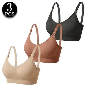 Women's 3-Pack Wireless Nursing Bras - Postpartum Maternity Lingerie with Adjustable Straps, Easy Clips, Daily Wear & Sleeping Support