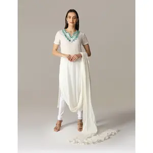 Turquoise Tribara Continuous Kurta With Churidar
