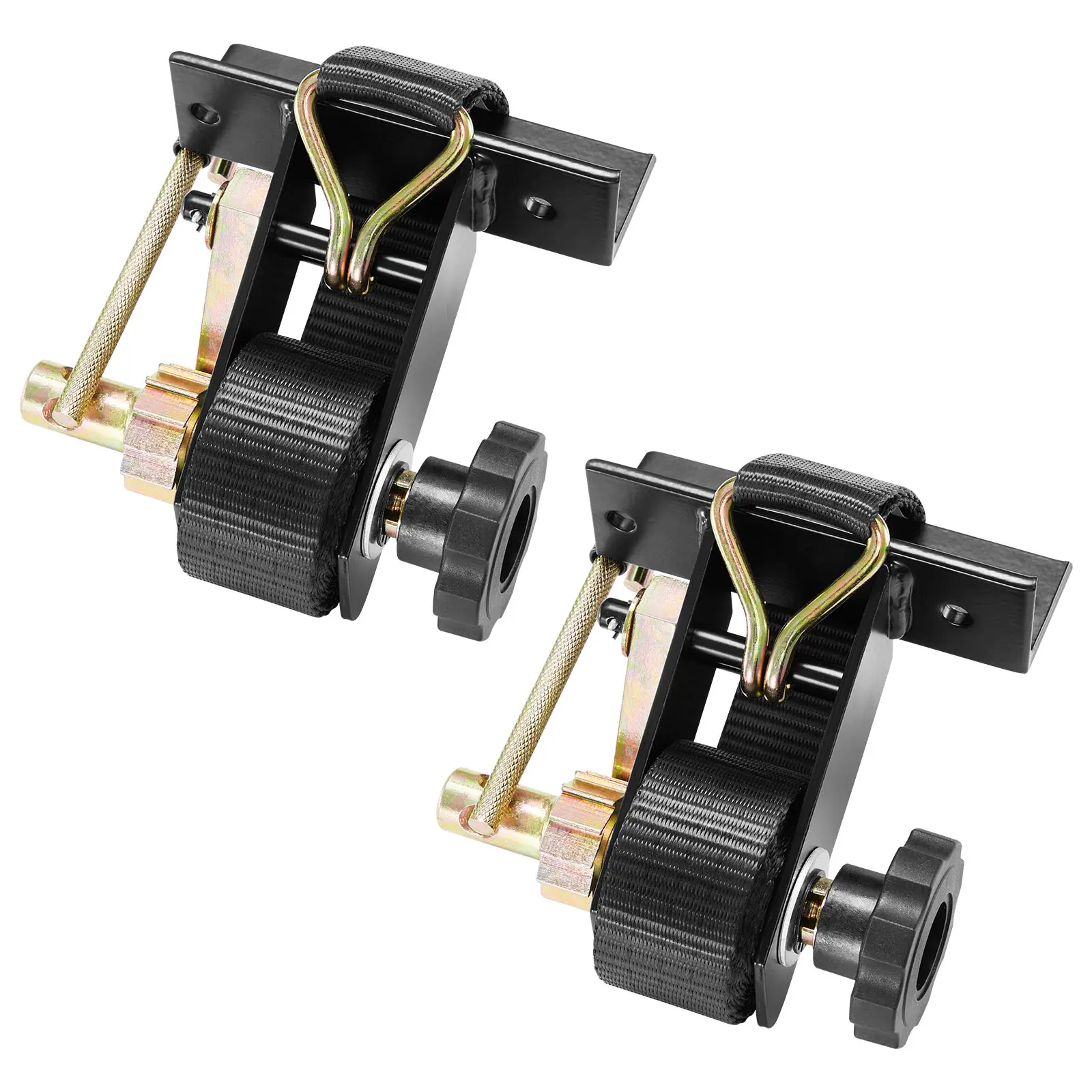 【Summerfinds】VEVOR Ladder Rack Ratchet Straps,Black Square Tube Mount1.5 in Wide x 7.4 ft Long Black Ladder Rack Straps with Double J-Hooks500 lbs Load Heavy DutyCargo Buckle Lock Strap (2 Pack)
