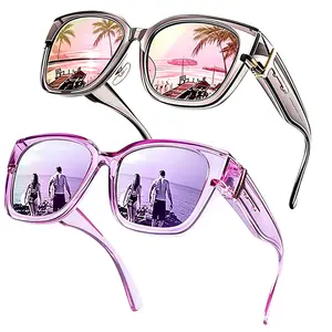 【FitOver Sunglasses】Women's Fit Over Prescription Sunglasses - Oversized Square Full-Rim Plastic Frames Mirrored Polarized , UV400 Protection, Trendy Sunglasses, Unisex Fashion Accessory for Summer Wins, Accessories for Women The Choice of Gifts 1/2Pcs