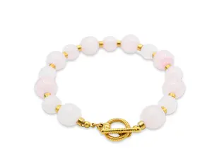 Rose Quartz Bracelet - Elegant Design with Pink Stones and Lightweight Finish