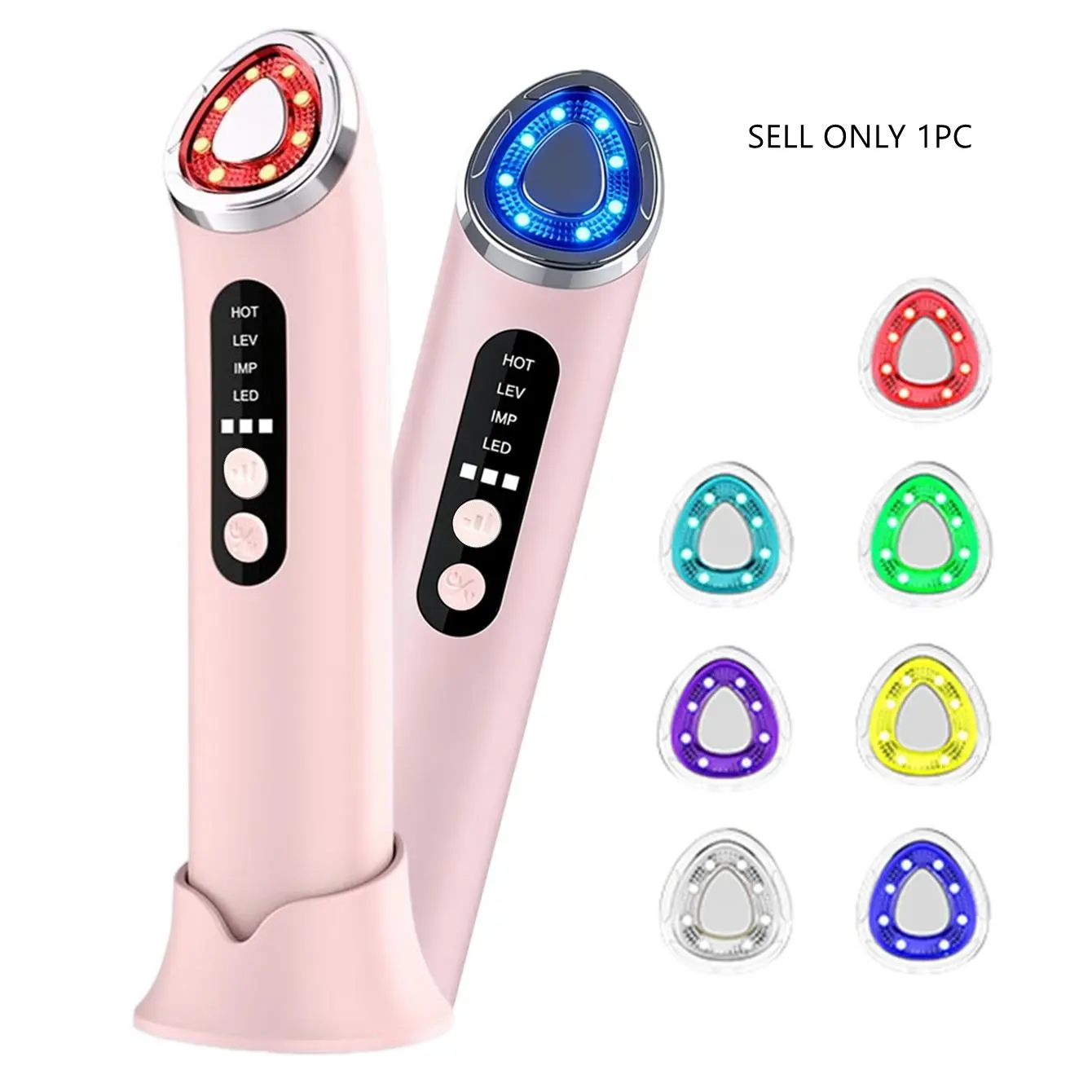 4-in-1 High-Frequency Facial Lifting & Firming Device, 7-Color LED Light Therapy for Wrinkles, Skin-Tightening Beauty Machine & Massager for Glass Skin Treatment