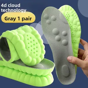 Sports Insoles for Men and Women, Full Cushion, Antibacterial, Odor-Resistant, Sweat-Absorbent, Breathable, High Elasticity, for Casual & Military Training, with Silicone Toe Pads 5124-2