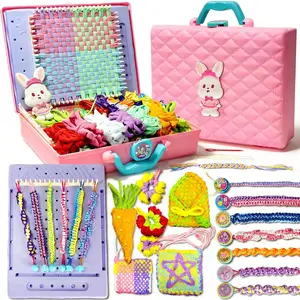 Weaving Loom for  & Friendship Bracelet Making Kit for Girls, Birthday Craft Gifts Creative DIY Toys for Little Girls Ages 6 7 8-12, Easy Potholder Loom Knitting Kits, Rainbow Loops Weaving Set