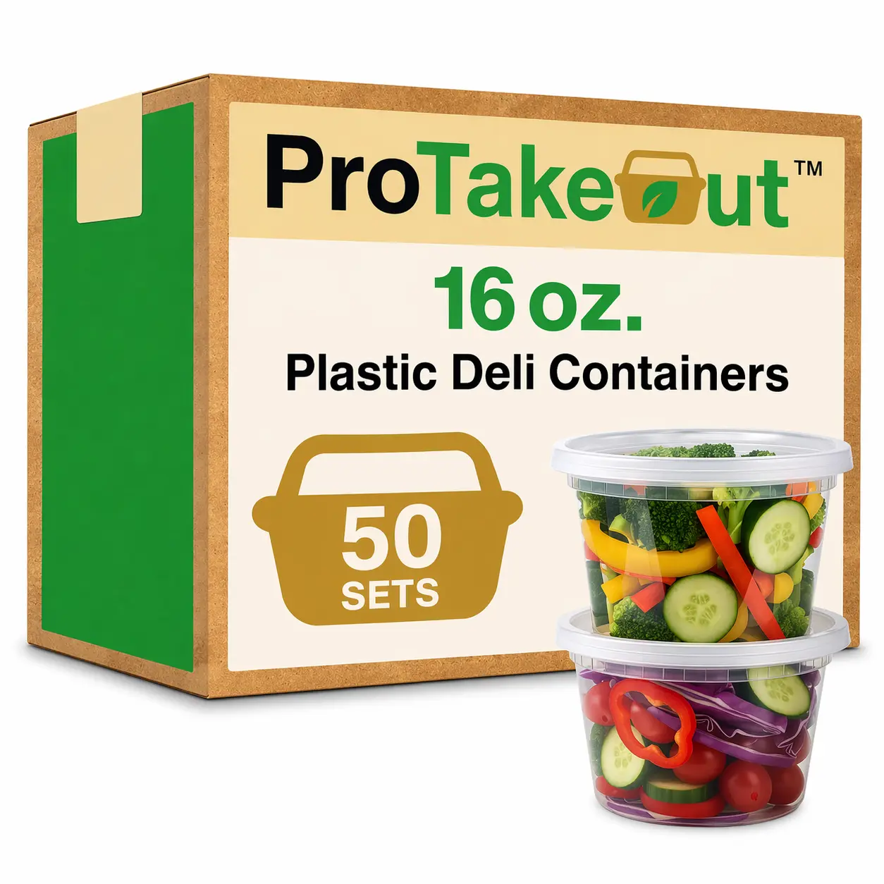 ProTakeOut, [16 oz] Heavy-Duty PP Deli Containers with Lids – 50sets | Microwave & Freezer Safe | Durable, Leak-Resistant & Reusable | Ideal for Food Storage, Meal Prep, Restaurants & Catering