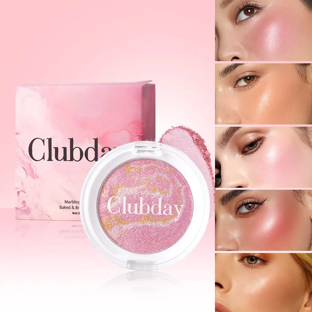 Clubday Blush Highlighter Pearl Finish Glitter Natural Look Radiant Glow, Flawless, Daily Multi-Scene Use Powder Makeup, Single Item, Everyday Versatile Makeup, Everyday Cosmetics Makeup