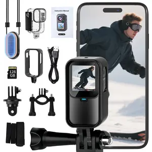 WiFi Action Camera with Dual Touch Screens, Thumb POV Portable Body Cam Wearable Video Recorder with EIS Ultra HD 100FT Waterproof Underwater Camera Remote Control 5X Zoom Support TikTokShopJumpstartSale