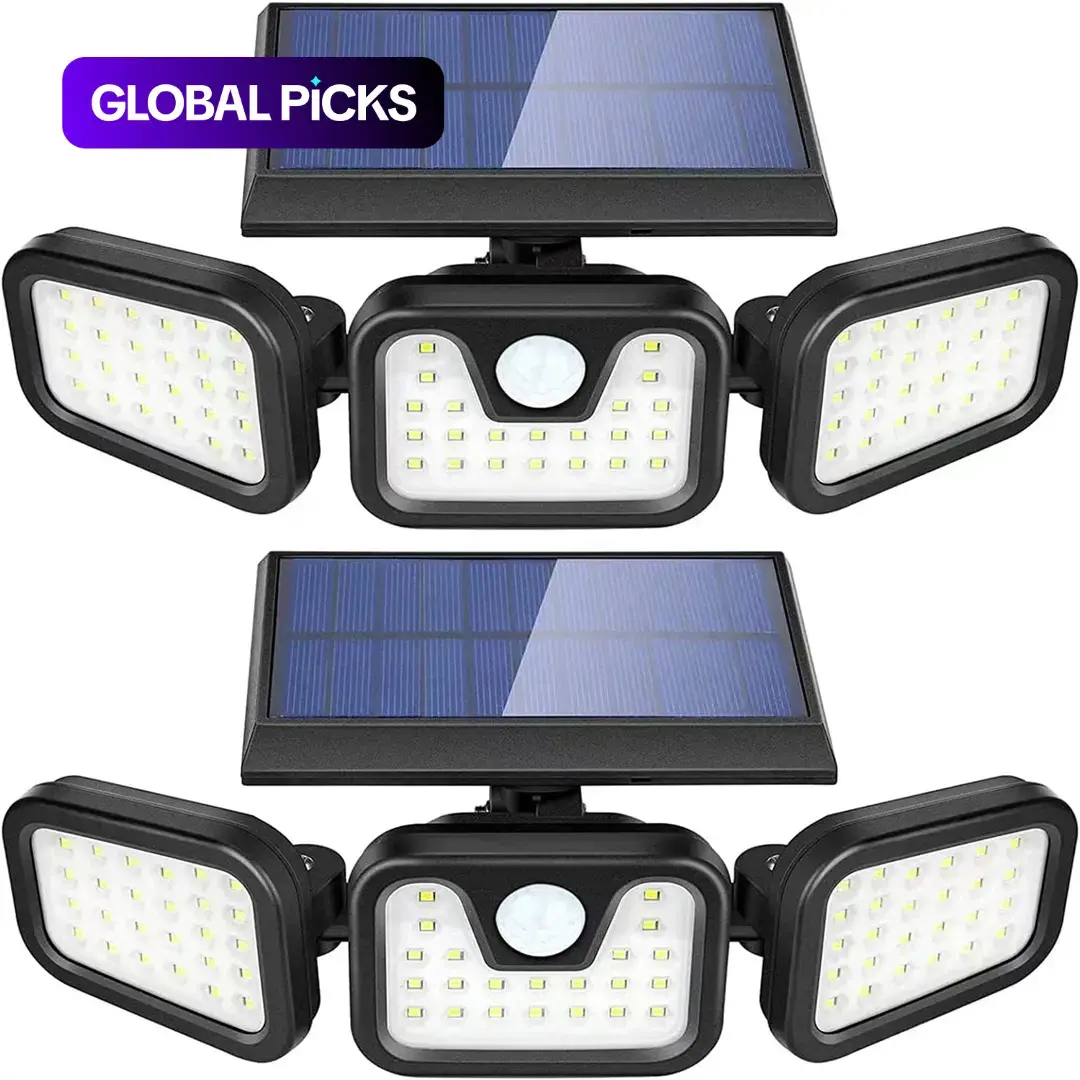 Solar-Powered Outdoor Wall Light, 3-Head Rotating Waterproof Motion-Sensor Light with 74 LEDs for Courtyard and Yard Use, Outdoor Garden Lights, Outdoor Lights Lamps #GLOBAL PICKS
