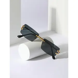 Summer Glasses, Square Rimless Summer Outfits Sunglasses for Women/Men, Elegant Summer Must Haves, Travel Essentials,