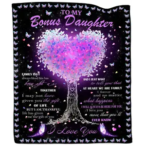 Bonus Daughter Gifts, Step Daughter Gifts from Stepmom Stepdad, Bonus Daughter Birthday, to My Bonus Daughter Gifts Throw Blanket 60X50