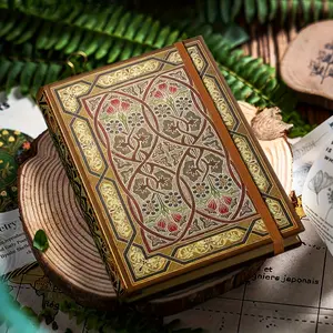 1Count A5 160gsm Thickened Hardcover Vintage Golden Foil Floral & Butterfly Watercolor Sketchbook Journal - 100-Page Blank Paper Notebook with Golden-Accented Cover, Laser-Cut Patterns for Artists, Calligraphy, Travel Diary (-Ready)