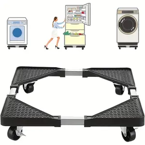 Adjustable refrigerator and washing machine mobile stand with wheels - Heavy-duty telescopic height adjustable base, sturdy appliance base, suitable for home, rental and moving scenarios, compatible with refrigerators, washing machines and dryers.