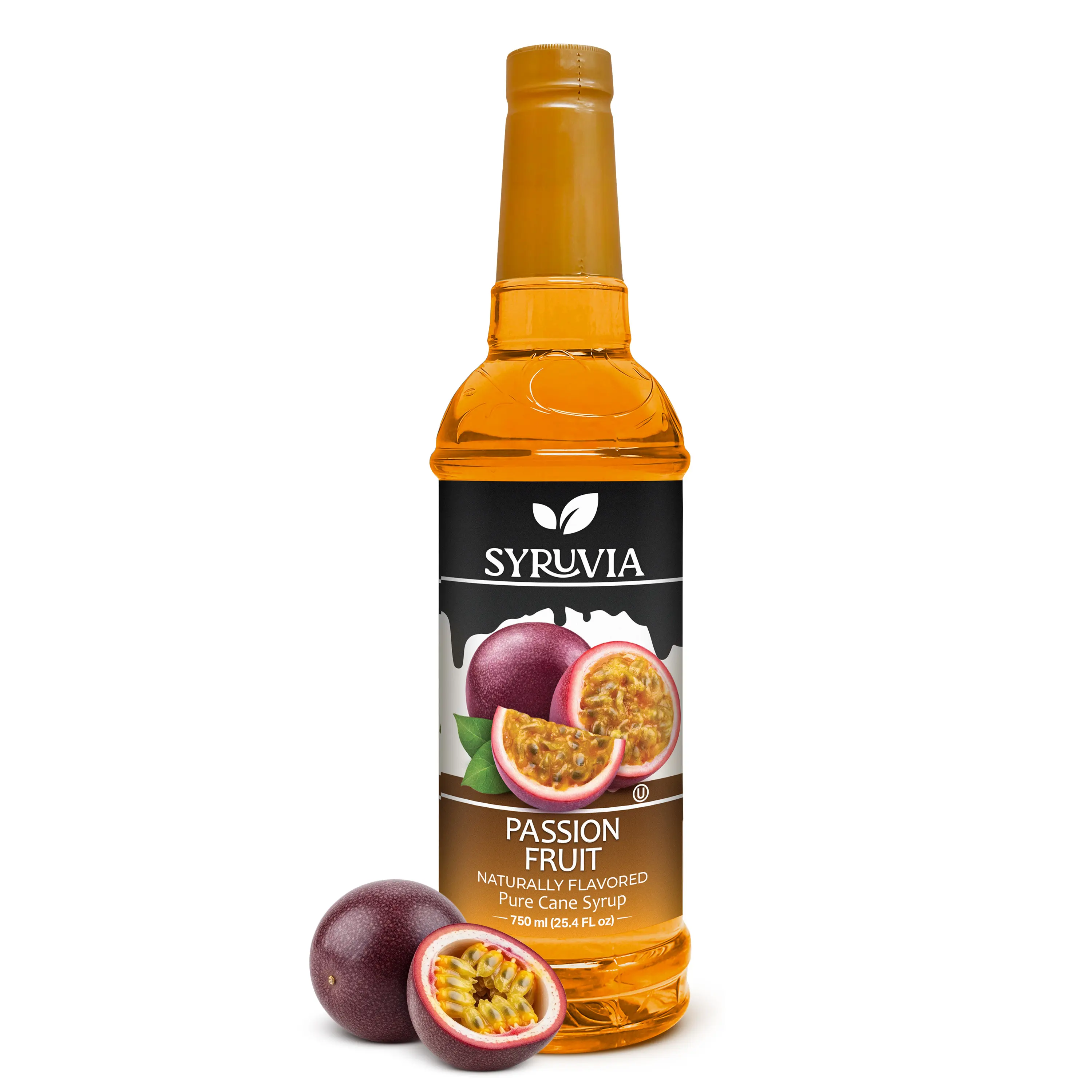 Syruvia Sweet Tropical Passion Fruit Flavored Gluten-Free Beverage Syrup - Sugar Syrups & Concentrates for Drinks, Cocktails, Desserts - 25.4 fl oz