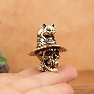 Creative Skull Cat Figurine, Fun Small Decorative Ornament, Unique Home Decoration Accessory, Perfect Gift Idea, 1 Piece