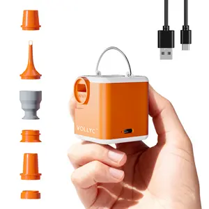 VOLLYC 4.5kPa Portable Air Pump for Inflatables, Ultra Powerful Mini Air Mattress Pump with Light, 2400mAh Electric Camping Air Pump Camping Gear for Pool Float,Air Mattress,Vacuum Storage Bags