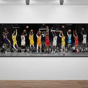 Basketball Wall Art - Dynamic Basketball Players Printed Artwork - Sports Wall Decor & Gift for Basketball Lover - Artwork for Office