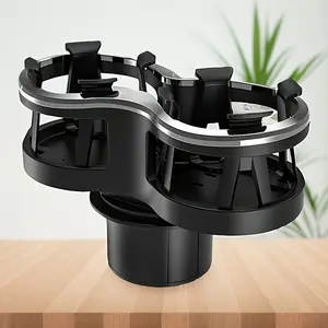 Car Cup Holder Extender, Adjustable Dual Cup Rack, Durable Abs Material, Fashionable Design, Universal Two-Hole Fit, Shockproof Base, Car Cup Mount