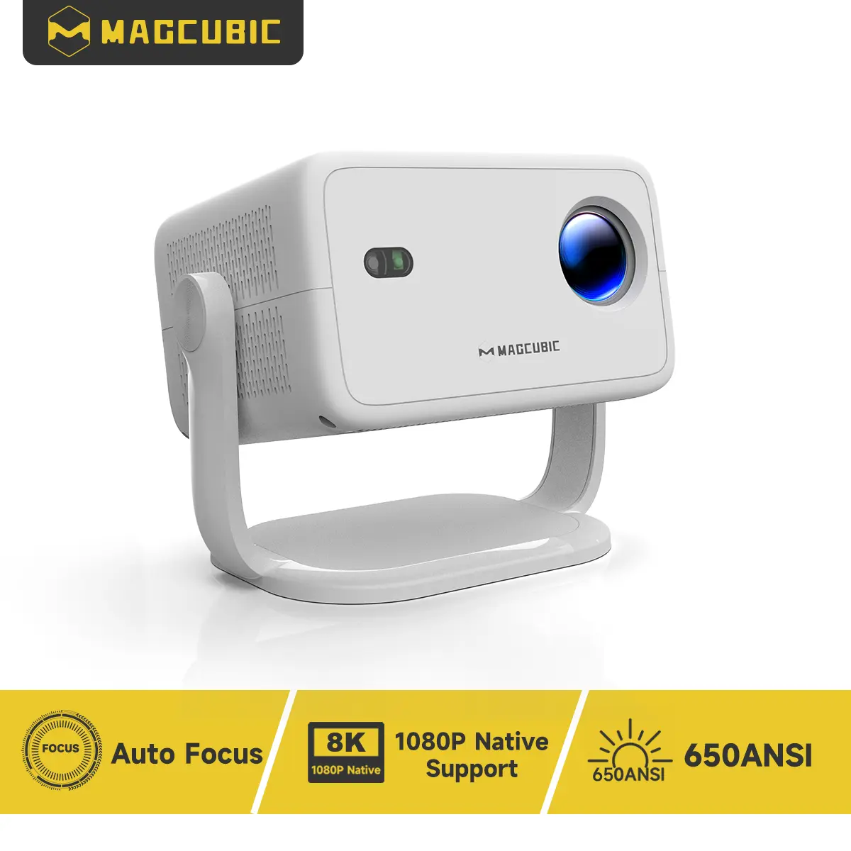 [US warehouse] Magcubic L018 Android 14.0 Projector Auto Focus & Keystone Correction 8K Videosouce Supported Native 1080P Built-in HiFi Speaker Allwinner H726 BT5.2 WIFI6 650ANSI 360°Rotatable Projector Home Theater #TikTokShopBackToSchool