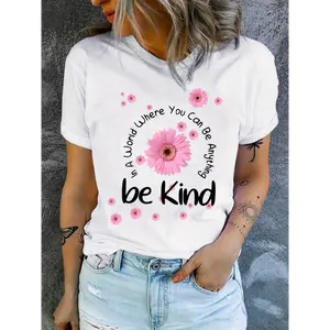 Women's Combed Cotton Boxy Cut Short-Sleeve Round Neck Tshirt - Floral Clean Line Art Graphic, Light Neutral Tone, Soft Fabric, Flattering Fit, Casual Streetwear, Sun-Tropical Wear, Digital Sublimation Stamps, COD Available