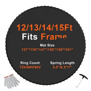 Replacement Trampoline Mat Fits 15-Foot Frame, 96 V-Rings, 7 Inch Spring Length - Durable Jumping Mat For Outdoor Use, Easy To Install, Weather Resistant, Safe Recreation Accessory Kit