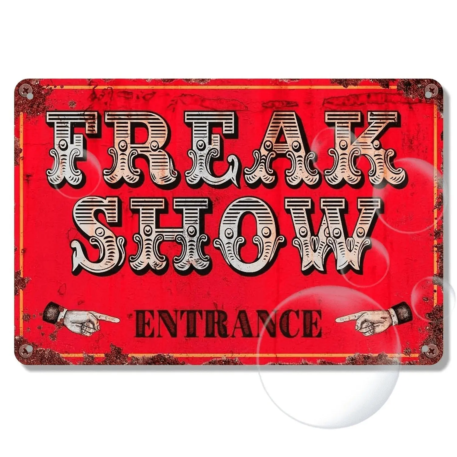 2D Flat, [2D Flat] 1pc Wall Decoration Vintage Freak Show Circus-Themed Design Hanging Plaque Ideal for Kitchen, Dining Room, Bar, Cafe, Garage Decor, Wall Hanging Iron Plaque Iron Decorative Painting, 2D Flat