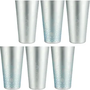 Arora Aluminum Cups for Drinks, Metal Color-Changing Silver Color Tumbler, Aluminum 30oz Cup, Set of 6
