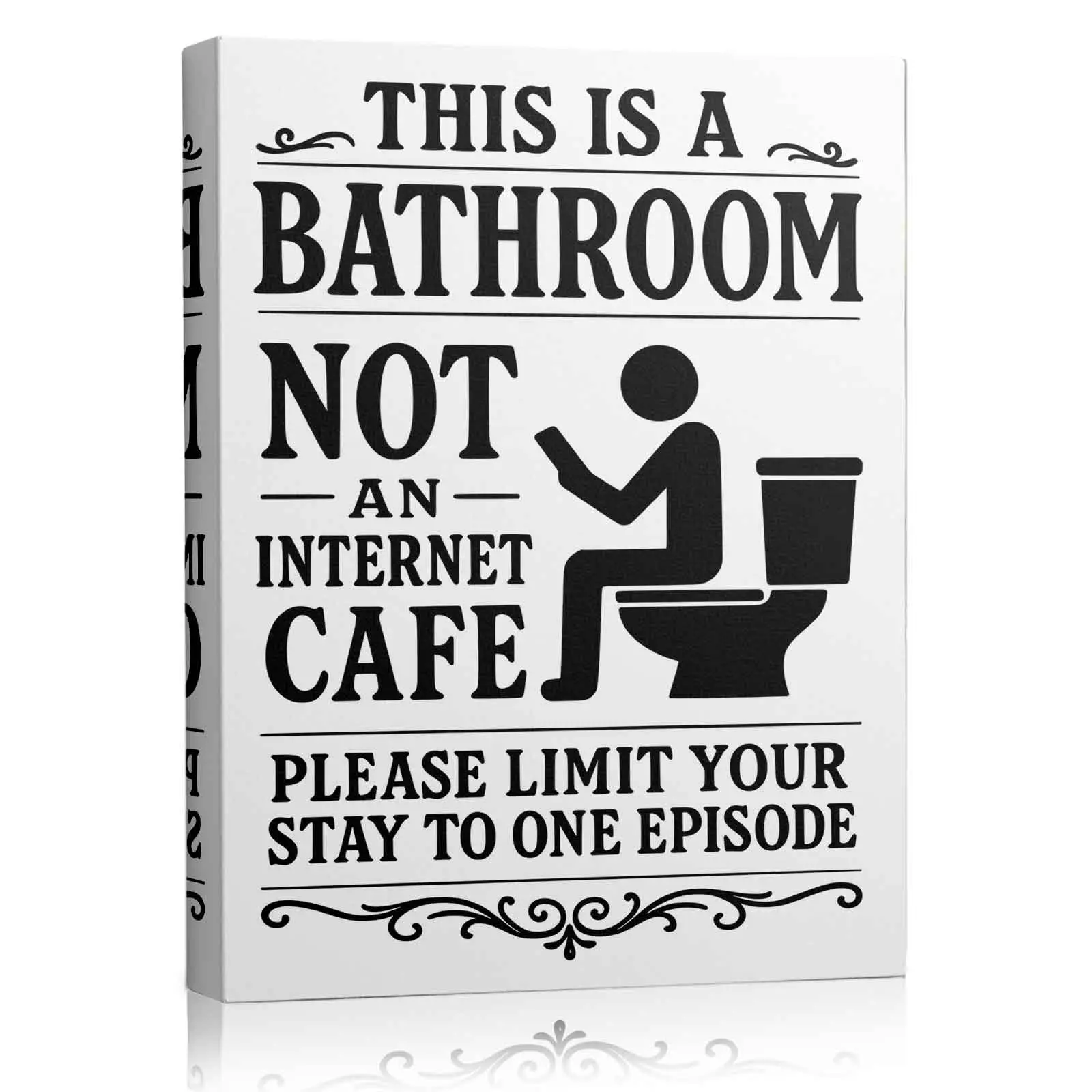 Humorous Bathroom Rules Canvas Poster, "This Is A Bathroom Not An Internet Cafe" Quote Art Print, Minimalist Black White Silhouette Painting For Toilet Decor, Funny Restroom Sign Wall Art Indoor Decoration Art Illustrations