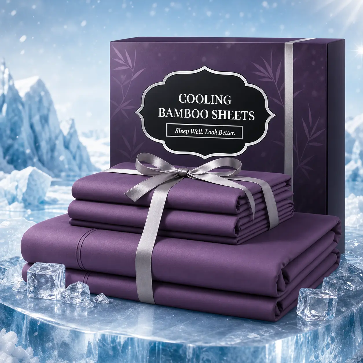 MUXHOMO Extra Deep Pocket Bamboo Sheets - 6 Pcs Breathable & Cooling Bed Sheet Set, Hotel Luxury Fitted Soft Wrinkle-Free For Mattresses,Full/Queen/King Size Pillowcase Sets,back to school,back to school shopping , Suitable for All Seasons