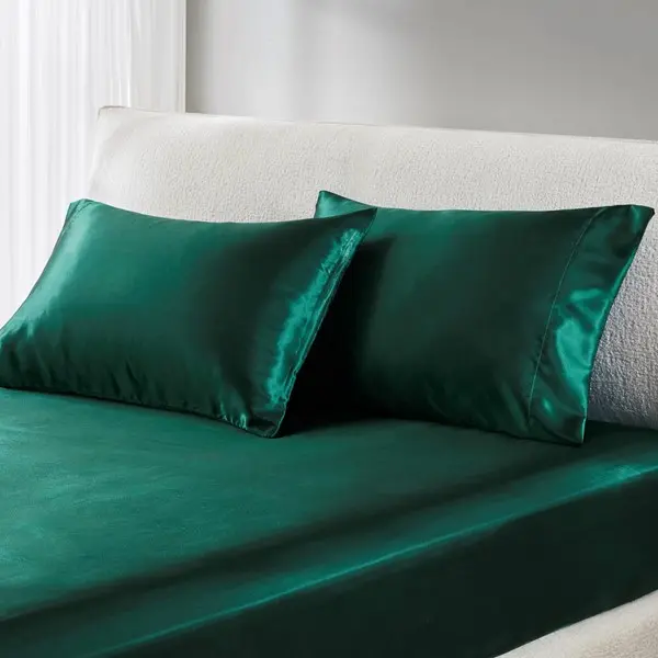 Madison Park 2-PC Standard Satin Pillowcases - Silky Soft Solid Color Bedding, Wrinkle Resistant, High-Luster, Wellness-Focused, Friction-Reducing for Night Routine, Machine Wash Easy, Silky Soft Bedding, Polyester Satin