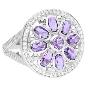 Ariva Sterling Silver Amethyst Medallion Ring